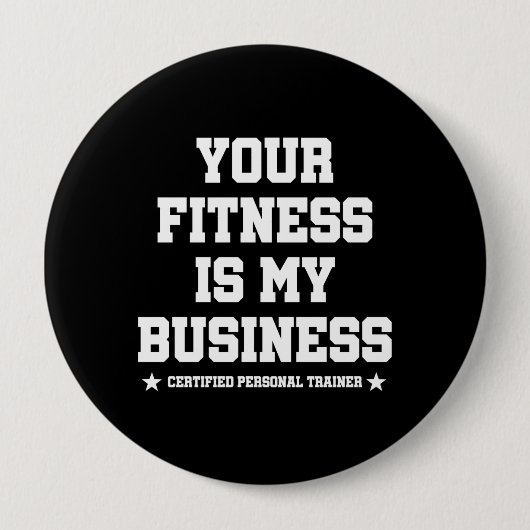 認定パーソナルトレーナーフィットネスコーチジム引用文 缶バッジ (正面)