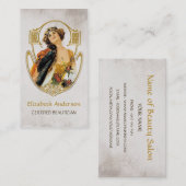 認定ビューティシアンヴィンテージ女性の髪と美しい 名刺 (正面/裏面)