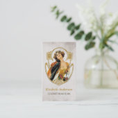 認定ビューティシアンヴィンテージ女性の髪と美しい 名刺 (スタンド正面)