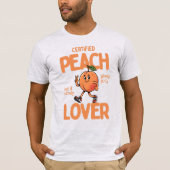 認定ピーチラバー かわいい面白いフルーツデザイン Tシャツ (正面)