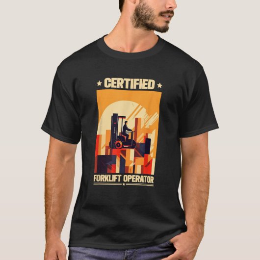 認定フォークリフト機おもしろい関 Tシャツ (正面)