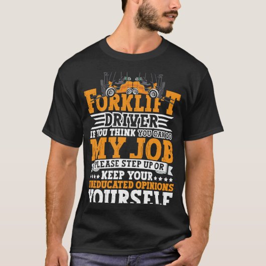 認定フォークリフト運転士フォークリフト引用文 Tシャツ (正面)