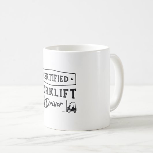 認定フォークリフト運転者フォークリフト コーヒーマグカップ (正面右)
