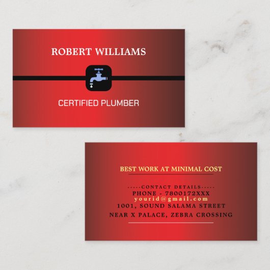 認定ホーム配管用赤テンプレート(テープ付き) 名刺 (正面/裏面)