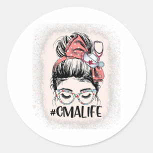 認定メディカルアシスタントMessy Bun CMA Life ラウンドシール