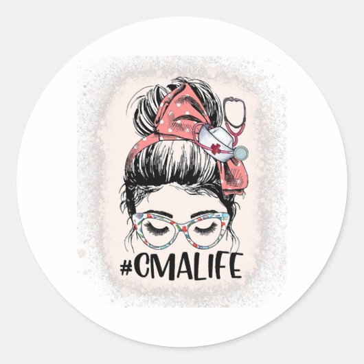 認定メディカルアシスタントMessy Bun CMA Life ラウンドシール (正面)