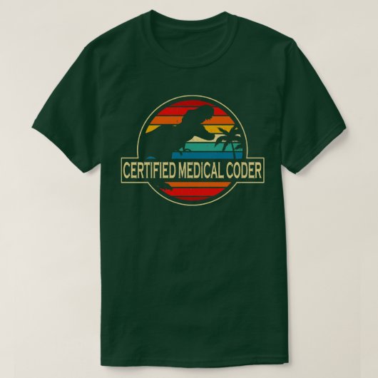 認定メディカルコーダ恐竜 Tシャツ (デザイン正面)