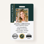 認定公証人公開写真QRグリーン金ゴールド バッジ (正面)