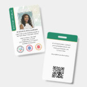 認定公証人 公共写真QRコードID 緑 バッジ (正面＆裏面)