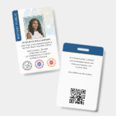 認定公証人 公共写真QRコードID 青 バッジ (正面＆裏面)