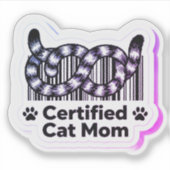 認定猫ママ - ミニマルバーコード尾Sticker シール (正面)
