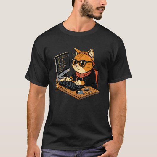 認定男女猫ソフトウェア開発者 Tシャツ (正面)