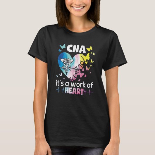 認定看護助手のハートフルな仕事 CNA ナース ナーシングアシスタント B Tシャツ (正面)
