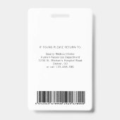 認定看護助手、ホームヘルスケア助手の写真付きIDカード バッジ (裏面)