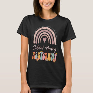 認定看護助手CNAグルーヴィーレトロレインボー Tシャツ