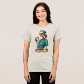 認定看護師のガイコツ - コーヒーとケア トライブレンドTシャツ (正面全面)