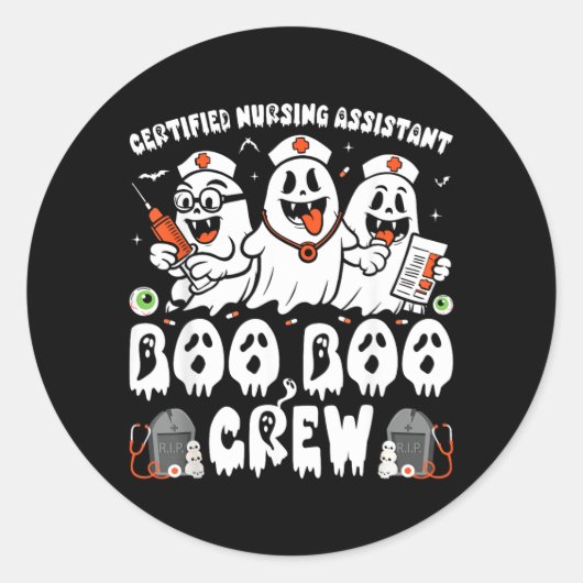 認定看護師のハロウィンの幽霊 CNA ラウンドシール (正面)
