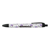 認定看護師の聴診器と青い花柄 黒ボールペン (トップ)