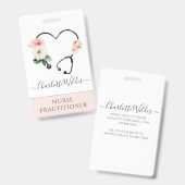 認定看護師の花柄ステートスコープ バッジ (正面&裏面)