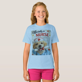 認定看護師 かわいい犬の卒業デザイン Tシャツ