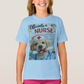 認定看護師 かわいい犬の卒業デザイン Tシャツ (正面)