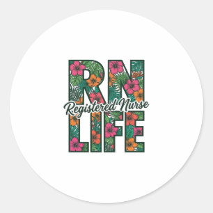 認定看護師 RN の人生 フローラル ベクター デザイン_1 ラウンドシール