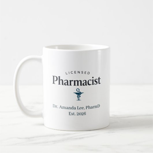 認定薬剤師 名前入り コーヒーマグカップ (左)