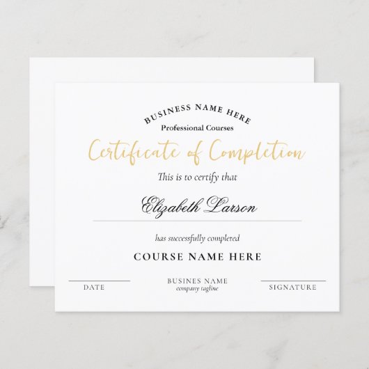 認定金ゴールド書道修了者 (正面/裏面)