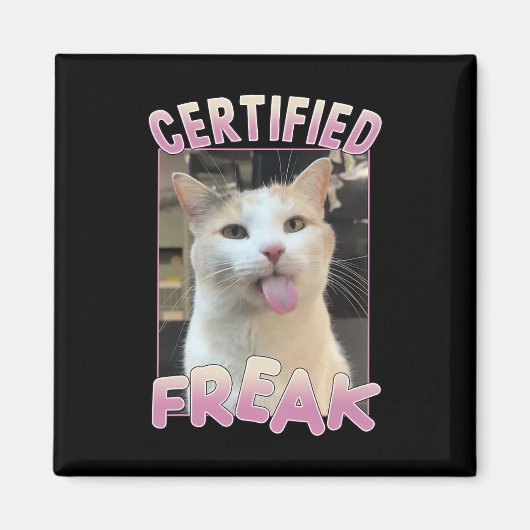 【認定】かわいい猫ミーム愛好家おもしろい動物 マグネット (正面)