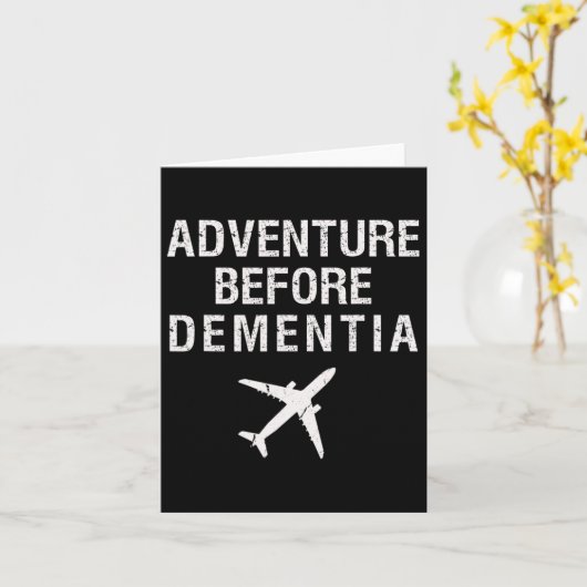 認知症の前のおもしろい飛行機旅行退職 カード (黄色い花)