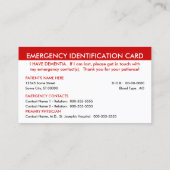 認知症の緊急連絡カード コーリングカード (裏面)