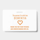 認知症やアルツハイマー病の忍耐力がカードを配る バッジ (Back)