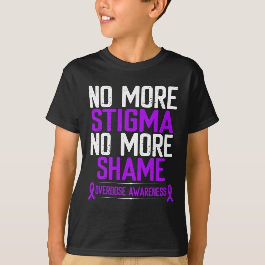 認識度なしスティグマ恥の紫色のリボン Tシャツ (正面)