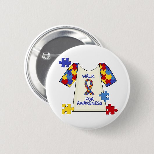 認識度のための自閉症の歩行 缶バッジ (正面&裏面)