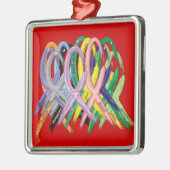 認識度のオーナメントのための多彩のリボン メタルオーナメント (左)