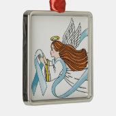 認識度の"淡いブルーのリボン" メタルオーナメント (右)