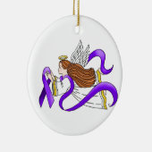 認識度の"紫色のリボン"の天使 セラミックオーナメント (右)