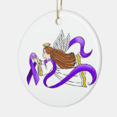 認識度の"紫色のリボン"の天使 セラミックオーナメント (左)