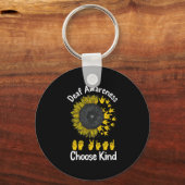 認識度ひまわり選択KindイエローリボンAsl キーホルダー (正面)