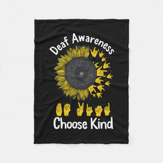 認識度ひまわり選択KindイエローリボンAsl フリースブランケット (正面)
