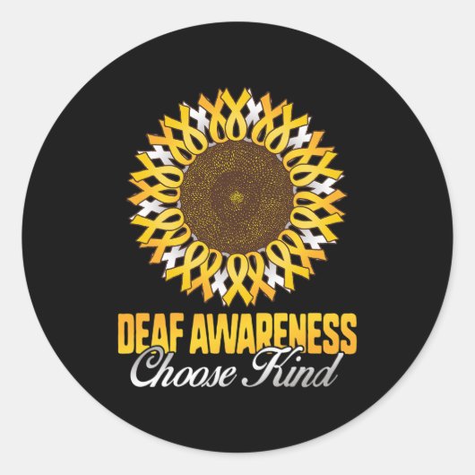 認識度ひまわり選択KindイエローリボンAsl ラウンドシール (正面)