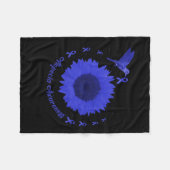 認識度ダークブルーリボン脱毛サポートフロー フリースブランケット (正面(横))