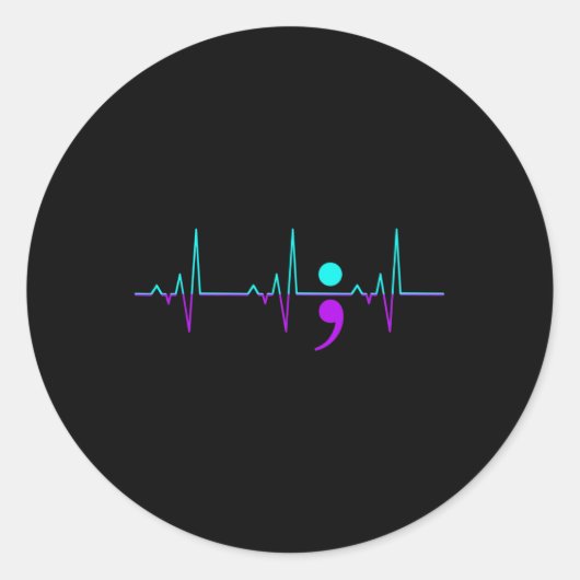 認識度ハートビートハッピーリボンサポートグラフィック ラウンドシール (正面)