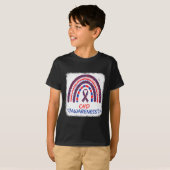 認識度ハート病漂白レインボーブルーレッド Tシャツ (正面フル)