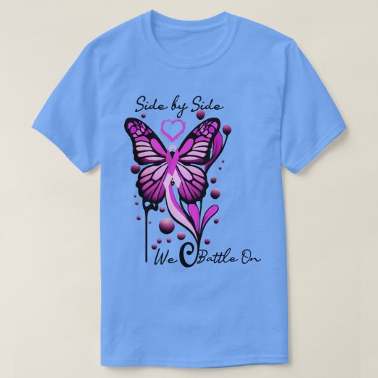 認識度バタフライピンクリボン Tシャツ (デザイン正面)