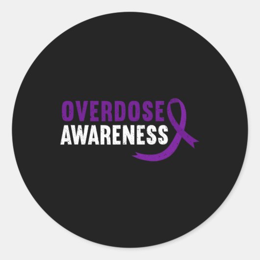 認識度パープルリボン薬物中毒回復 ラウンドシール (正面)