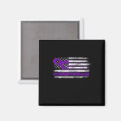 認識度フラッグパープルリボン中毒の回復3 マグネット (正面/裏面)
