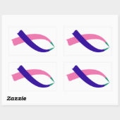 認識度リボン（甲状腺がん） 長方形シール (シート)