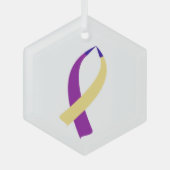 認識度リボン(膀胱がん)バッジホルダー ガラスオーナメント (正面)