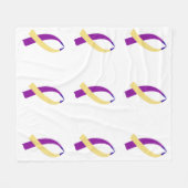 認識度リボン(膀胱がん) フリースブランケット (正面(横))